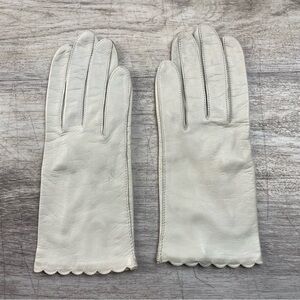 Vintage Fownes Leather Gloves White Silk Lined Sz 6 1/2 Washable Wrist Length